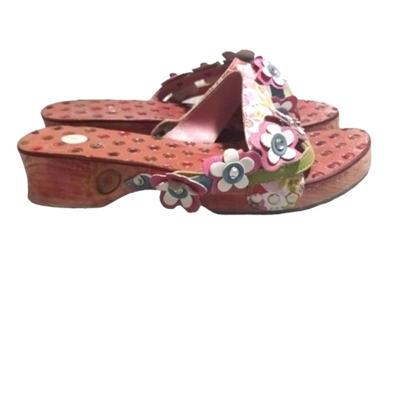 Oilily European Wooden Sandal Slip On Open Toe Shoe Size 6 - Picture 6 of 8